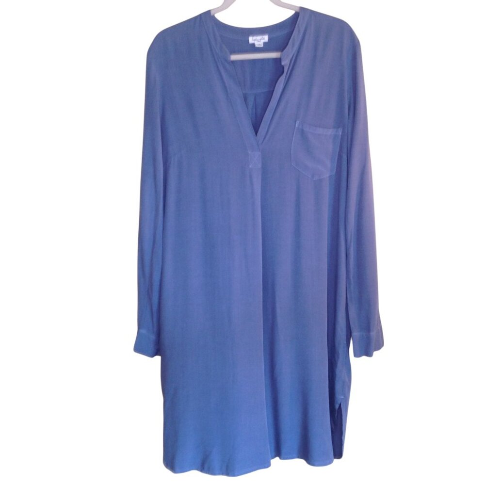 Splendid Dress with Chest Pocket Long Sleeve Blue Large